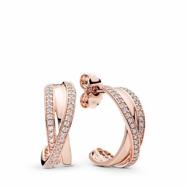 Pandora Jewelry Rose™ Entwined Hoop Earrings Sale,Clear CZ