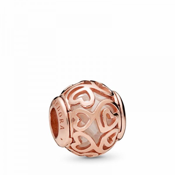 Pandora Jewelry Rose™ Hearts Filigree Charm Sale,Clear CZ