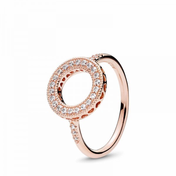 Pandora Jewelry Rose™ Hearts of Pandora Jewelry Halo Ring Sale,Clear CZ