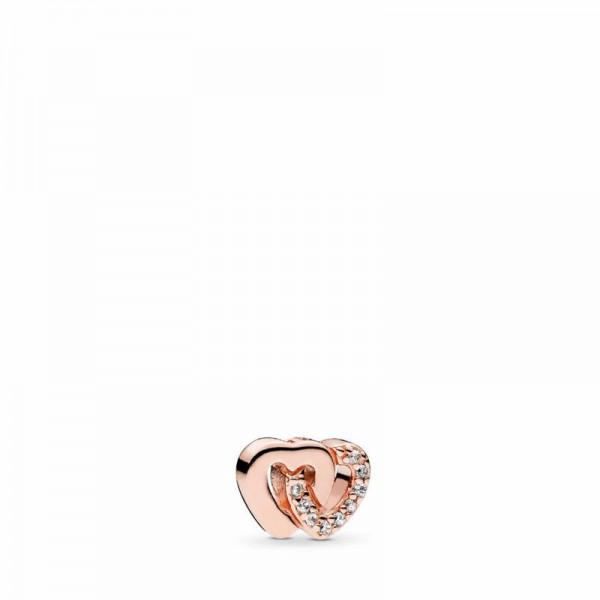 Pandora Jewelry Rose™ Interlocked Hearts Petite Locket Charm Sale,Clear CZ