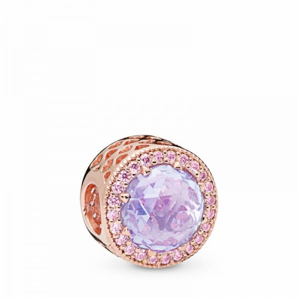Pandora Jewelry Rose™ Lavender Radiant Hearts Charm Sale,Clear CZ