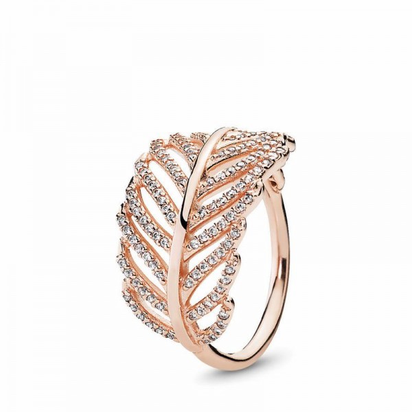 Pandora Jewelry Rose™ Light As A Feather Ring Sale,Clear CZ