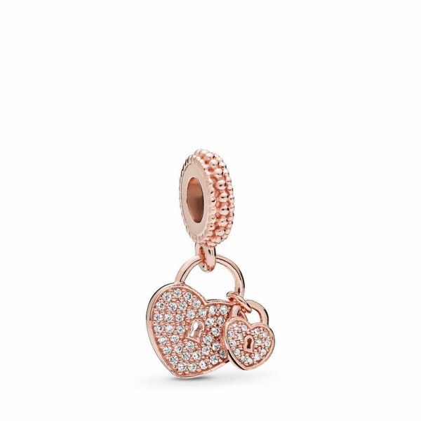 Pandora Jewelry Rose™ Love Locks Dangle Charm Sale,Clear CZ