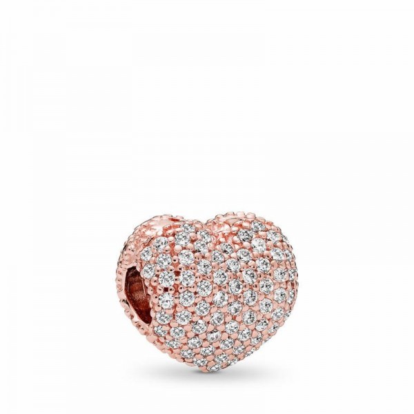 Pandora Jewelry Rose™ Pavé Open My Heart Clip Charm Sale,Clear CZ