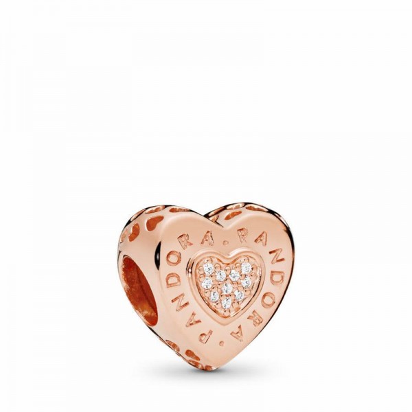 Pandora Jewelry Rose™ Signature Heart Charm Sale,Clear CZ