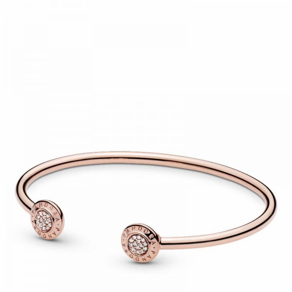 Pandora Jewelry Rose™ Signature Open Bangle Bracelet Sale,Clear CZ