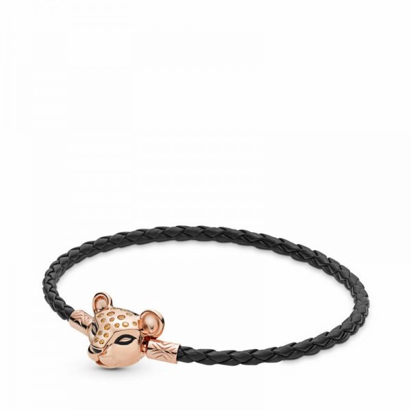Pandora Jewelry Rose™ Sparkling Lion Princess,Woven Leather Bracelet Sale,Clear CZ