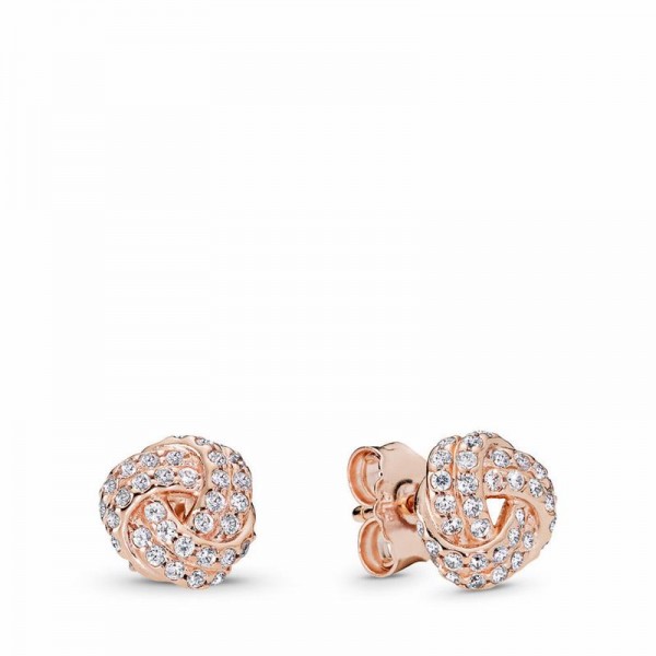 Pandora Jewelry Rose™ Sparkling Love Knot Stud Earrings Sale,Clear CZ
