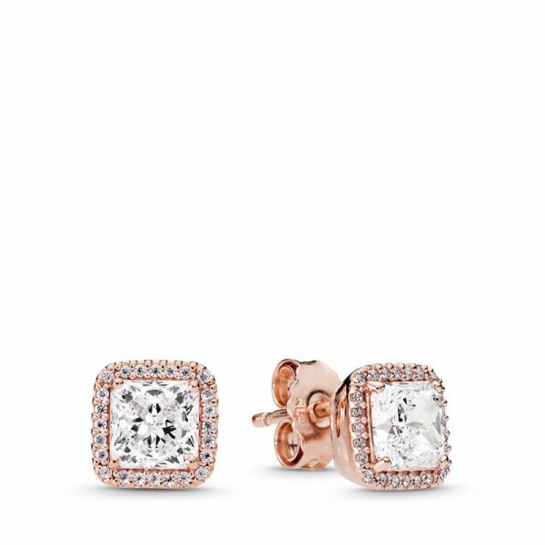 Pandora Jewelry Rose™ Timeless Elegance Stud Earrings Sale,Clear CZ