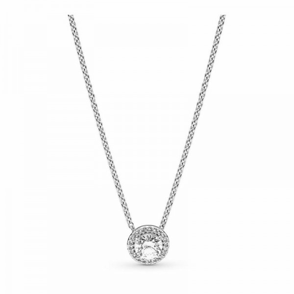 Pandora Jewelry Round Sparkle Necklace Sale,Sterling Silver,Clear CZ