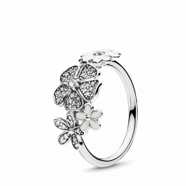 Pandora Jewelry Shimmering Bouquet Ring Sale,Sterling Silver,Clear CZ