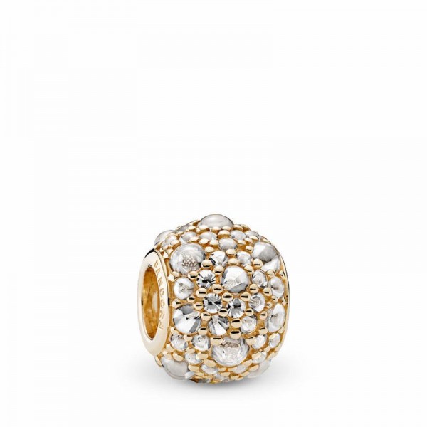 Pandora Jewelry Shimmering Droplets Charm Sale,14k Gold,Clear CZ