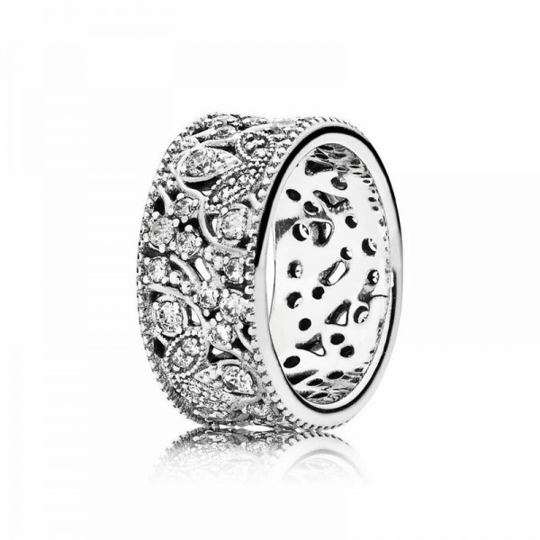 Pandora Jewelry Shimmering Leaves Ring Sale,Sterling Silver,Clear CZ
