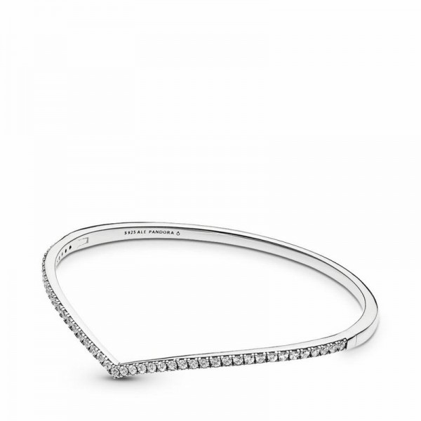 Pandora Jewelry Shimmering Wish Bangle Bracelet Sale,Sterling Silver,Clear CZ