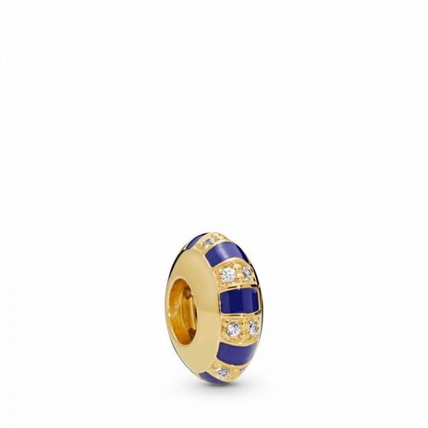 Pandora Jewelry Shine™ Exotic Stones & Stripes Spacer Charm Sale,18ct Gold Plated,Clear CZ