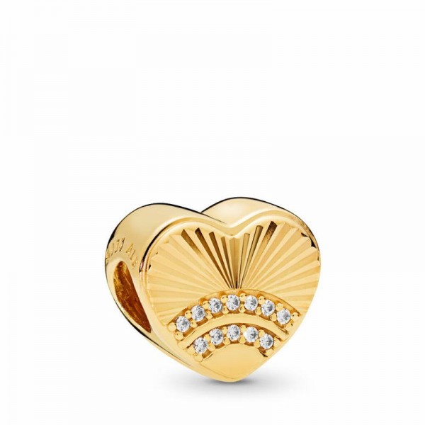 Pandora Jewelry Shine™ Fan of Love Charm Sale,18ct Gold Plated,Clear CZ