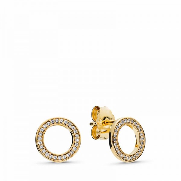 Pandora Jewelry Shine™ Forever Stud Earrings Sale,18ct Gold Plated,Clear CZ