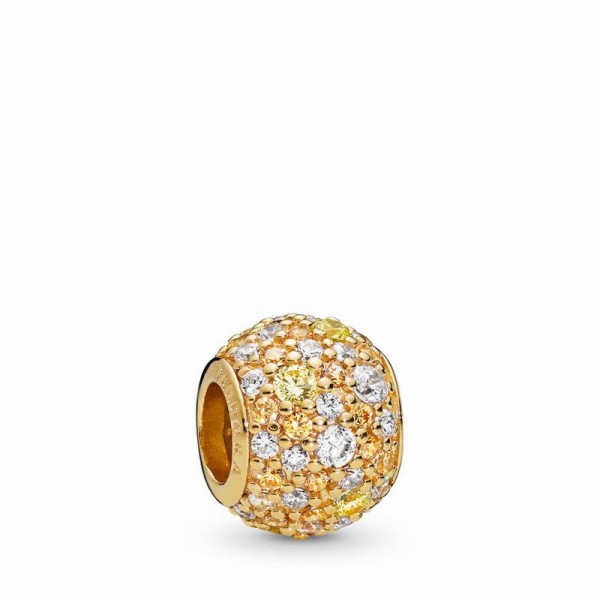 Pandora Jewelry Shine™ Golden Mix Pavé Charm Sale,18ct Gold Plated,Clear CZ