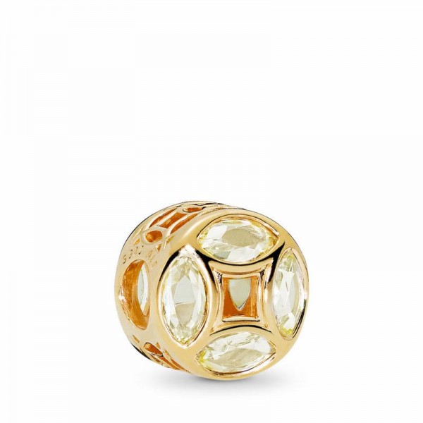 Pandora Jewelry Shine™ Good Fortune Coin Charm Sale,18ct Gold Plated,Clear CZ