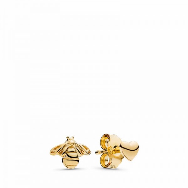 Pandora Jewelry Shine™ Heart & Bee Stud Earrings Sale,18ct Gold Plated