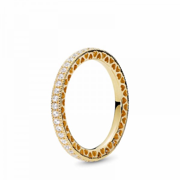 Pandora Jewelry Shine™ Hearts of Pandora Jewelry Ring Sale,18ct Gold Plated,Clear CZ