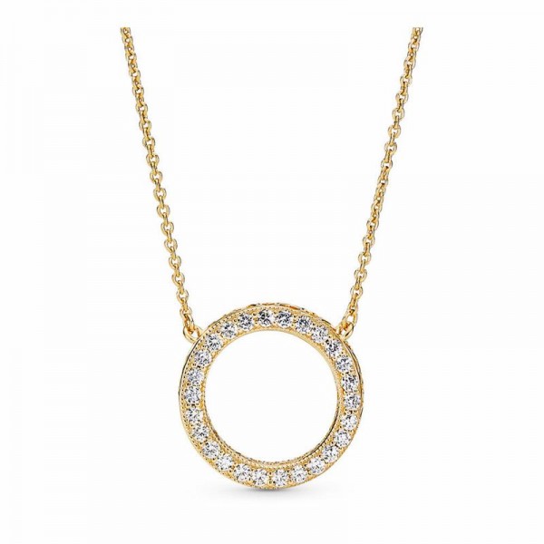 Pandora Jewelry Shine™ Hearts of Pandora Jewelry Necklace Sale,18ct Gold Plated,Clear CZ
