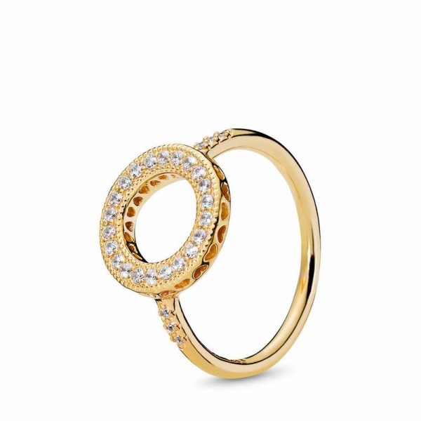 Pandora Jewelry Shine™ Hearts of Pandora Jewelry Halo Ring Sale,18ct Gold Plated,Clear CZ