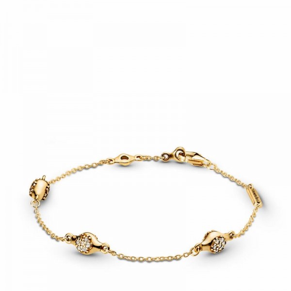 Pandora Jewelry Shine™ Modern LovePods™ Bracelet Sale,18ct Gold Plated,Clear CZ