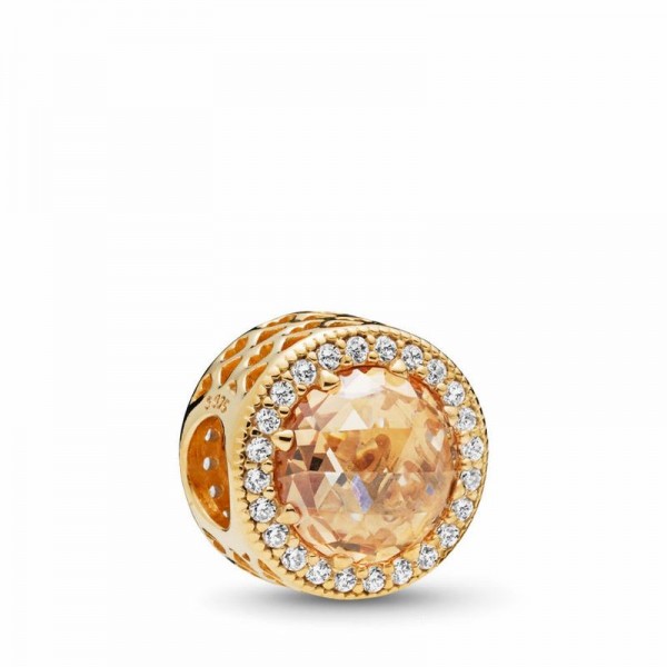 Pandora Jewelry Shine™ Radiant Hearts Charm Sale,18ct Gold Plated,Clear CZ