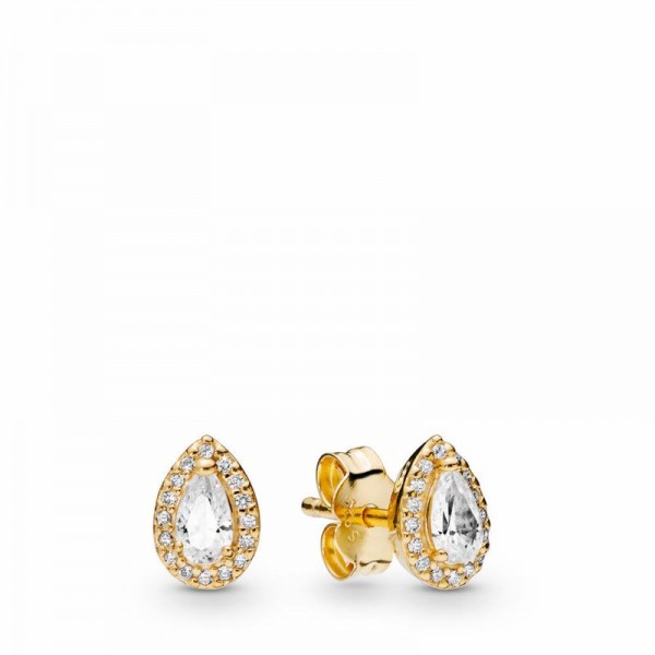 Pandora Jewelry Shine™ Radiant Teardrop Earrings Sale,18ct Gold Plated,Clear CZ