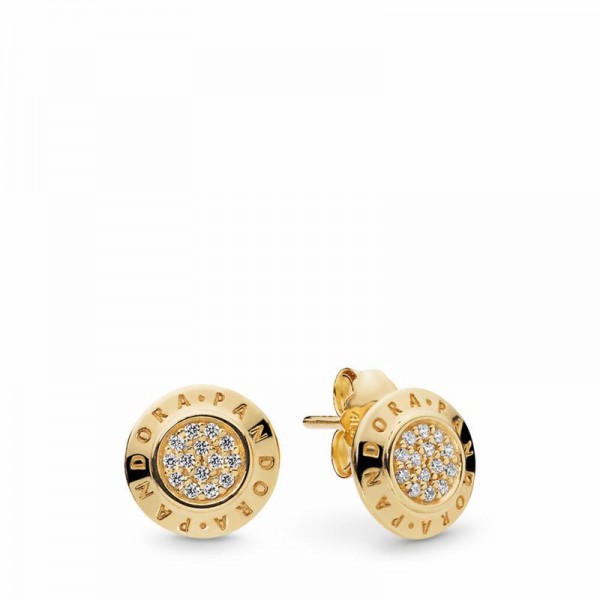 Pandora Jewelry Shine™ Signature Earrings Sale,18ct Gold Plated,Clear CZ