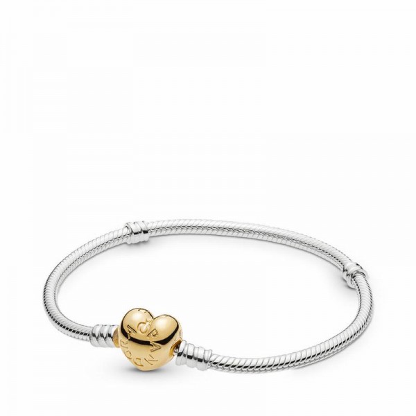 Pandora Jewelry Shine™ Sterling Silver Bracelet w/ Heart Clasp Sale,Sterling Silver