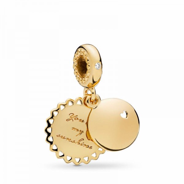 Pandora Jewelry Shine™ You Are My Sunshine Dangle Charm Sale,18ct Gold Plated,Clear CZ