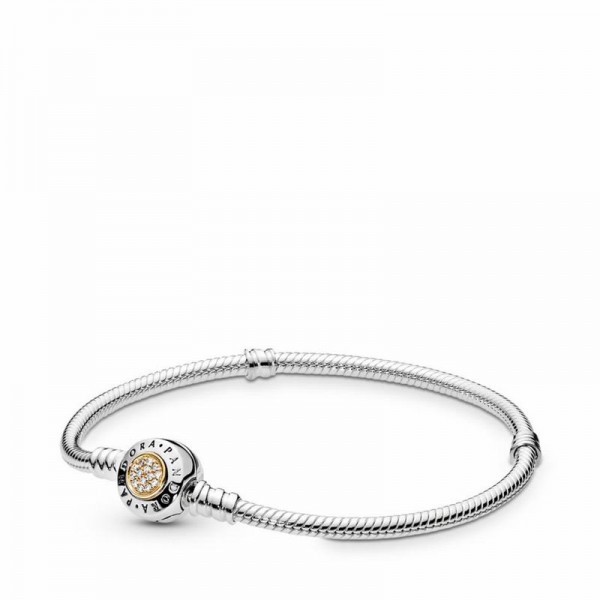 Pandora Jewelry Signature Bracelet Sale,Two Tone,Clear CZ