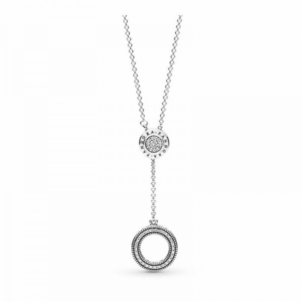 Pandora Jewelry Signature Necklace Sale,Sterling Silver,Clear CZ