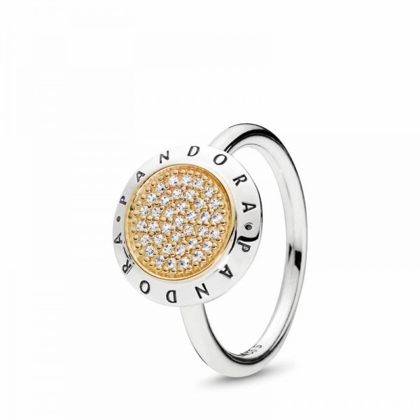 Pandora Jewelry Signature Ring Sale,Two Tone,Clear CZ