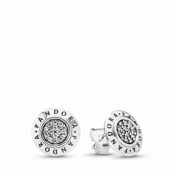 Pandora Jewelry Signature Stud Earrings Sale,Sterling Silver,Clear CZ