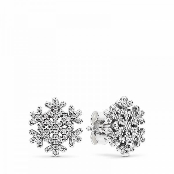 Pandora Jewelry Snowflake Stud Earrings Sale,Sterling Silver,Clear CZ