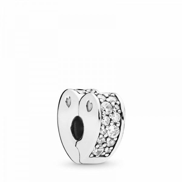 Pandora Jewelry Sparkling Arcs of Love Clip Charm Sale,Sterling Silver,Clear CZ