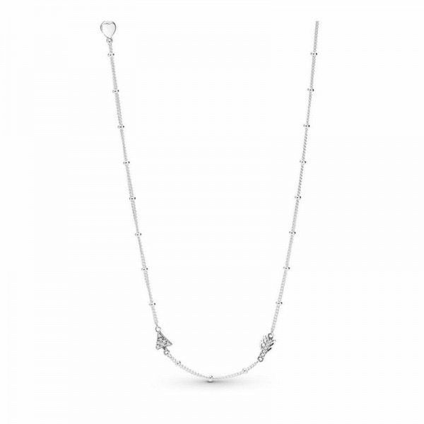 Pandora Jewelry Sparkling Arrow Necklace Sale,Sterling Silver,Clear CZ
