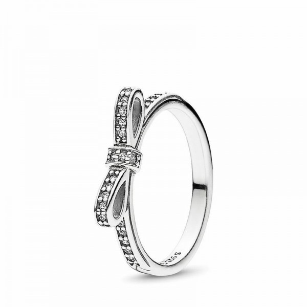 Pandora Jewelry Sparkling Bow Ring Sale,Sterling Silver,Clear CZ