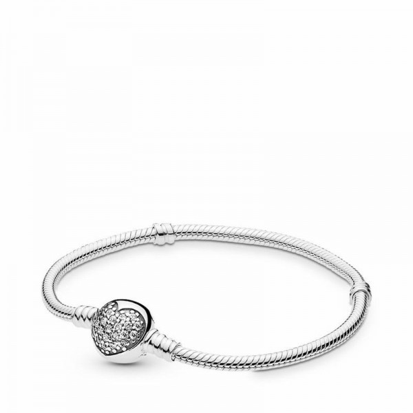 Pandora Jewelry Sparkling Heart Bracelet Sale,Sterling Silver,Clear CZ