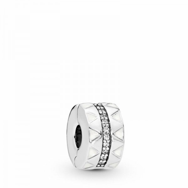 Pandora Jewelry Sparkling Jagged Lines Clip Charm Sale,Sterling Silver,Clear CZ