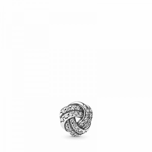 Pandora Jewelry Sparkling Love Knot Petite Locket Charm Sale,Sterling Silver,Clear CZ