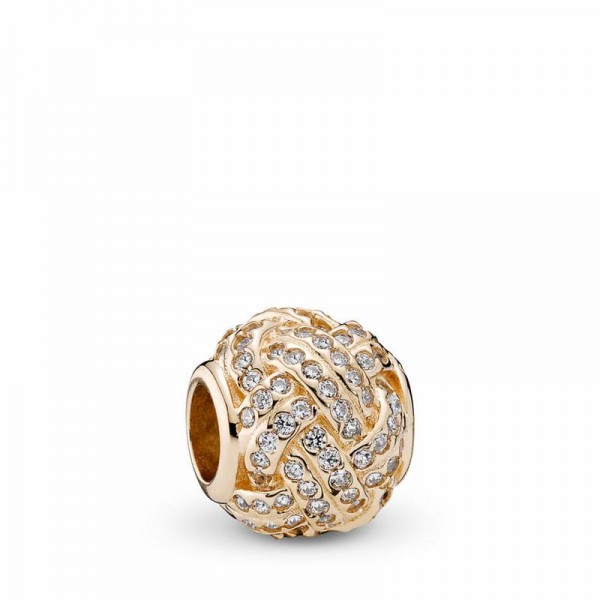 Pandora Jewelry Sparkling Love Knot Charm Sale,14k Gold,Clear CZ