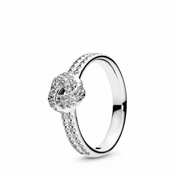Pandora Jewelry Sparkling Love Knot Ring Sale,Sterling Silver,Clear CZ