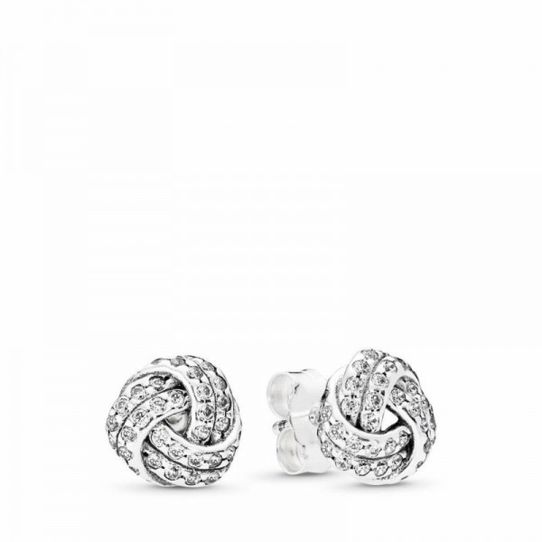 Pandora Jewelry Sparkling Love Knots Stud Earrings Sale,Sterling Silver,Clear CZ