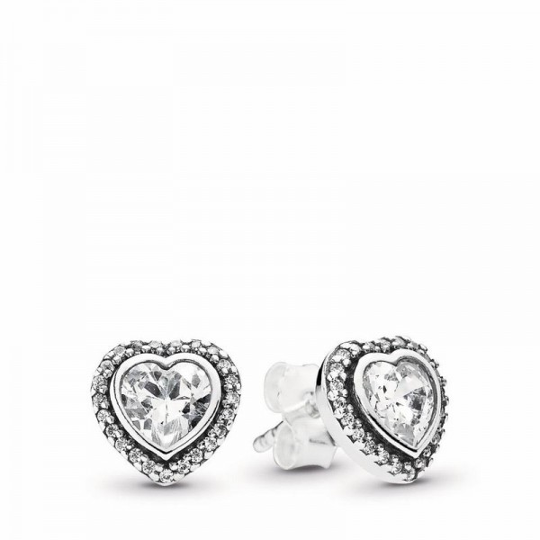 Pandora Jewelry Sparkling Love Stud Earrings Sale,Sterling Silver,Clear CZ