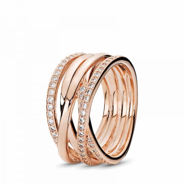 Pandora Jewelry Sparkling & Polished Lines Ring Sale,Pandora Rose™,Clear CZ