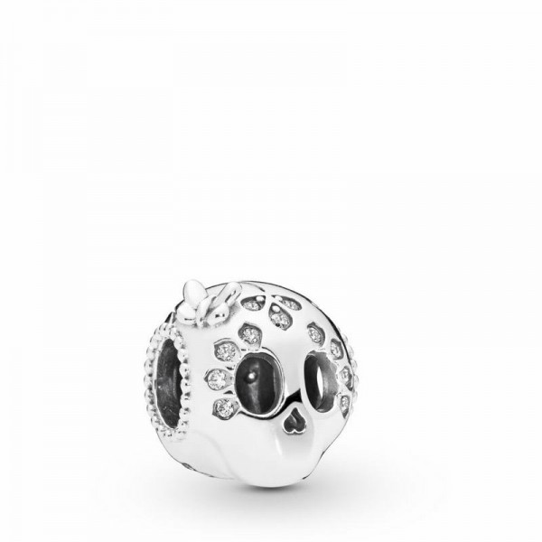 Pandora Jewelry Sparkling Skull Charm Sale,Sterling Silver,Clear CZ